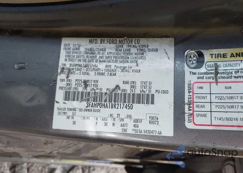 2011 Ford Fusion Se z USA, uszkodzony, nr VIN 3FAHP0HA1BR217450